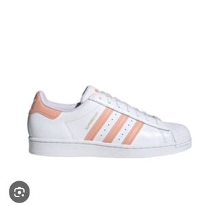 Adidas Women's White and Peach Sneakers